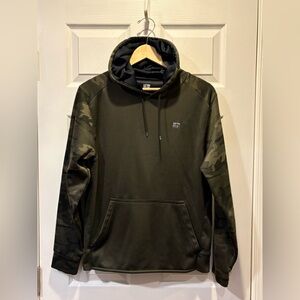 Russell Athletic Olive Green Hooded Pullover Sweatshirt with Camoflague Accent